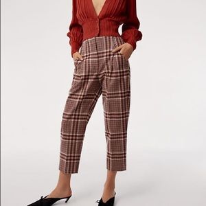 Wilfred by ARITZIA cropped, pleated plaid pants